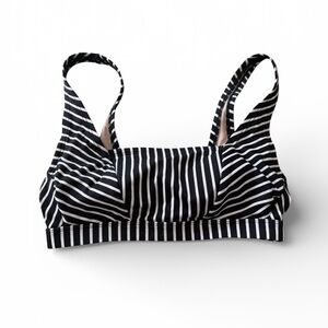 Kona Sol Black and White Striped Bikini Top